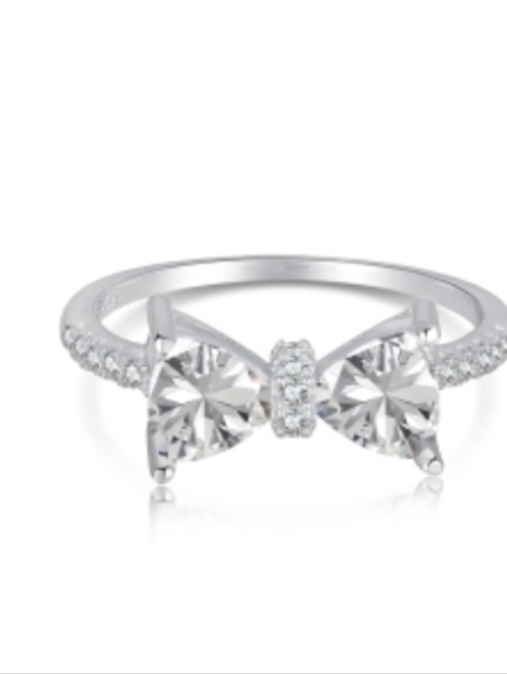 Sterling Silver Bow Ring. Size 7. New. 5A Zirconia.